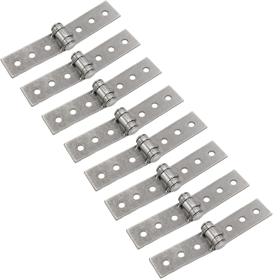 8Pcs 3 inch Silver Folding Butt Hinges Stainless Steel Furniture Door Window Hinges, Small Hinges for Crafts, Frameless Glass Window Hinge 6 Hole Hinge