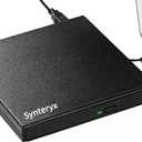Synteryx External CD DVD Drive USB, Portable Slim CD/ DVD +/ -RW Burner Reader Writer Player for Laptop Desktop PC MacBook Mac Windows Linux OS Apple Black Matte