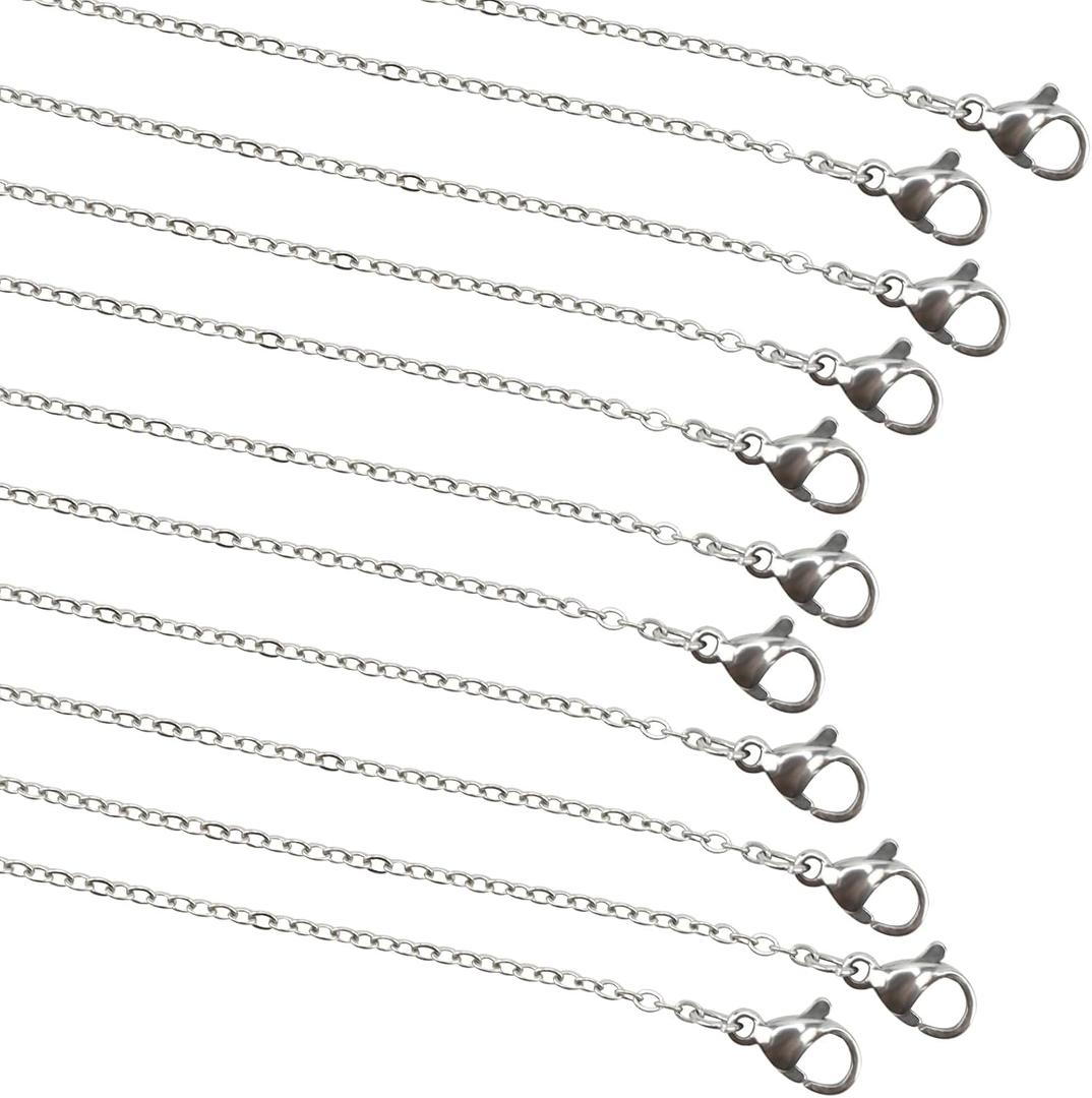 100 Pack 18 Inch Stainless Steel Necklace Chains Bulk, 1.2mm Silver Chain Necklace with Lobster Clasps, DIY Jewelry Chains for Making Jewelry, Women and Men