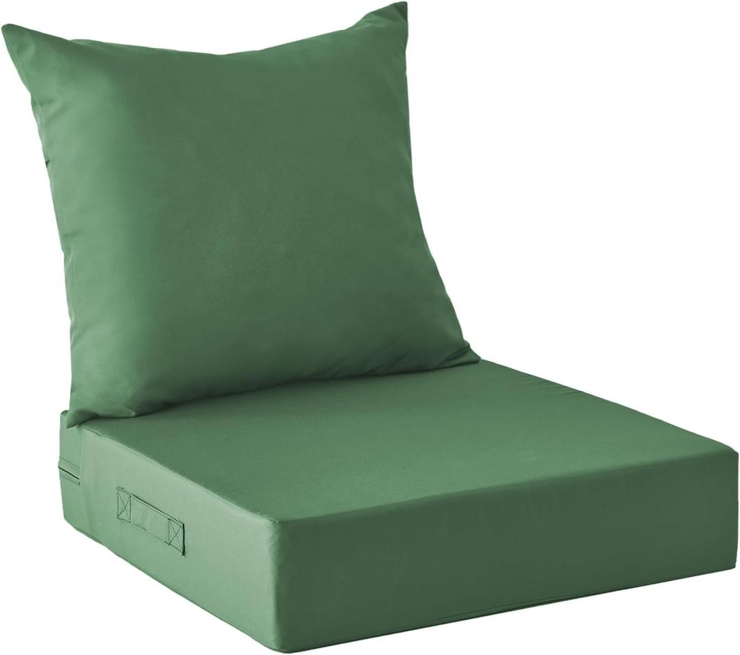 Outdoor Cushions for Patio Furniture,Outdoor Seat Cushion Set 24 x 24 x 5.75 Inch,Waterproof & Fade Resistant Outdoor Chair Cushions,Deep Patio Chair Cushion with Removable Cover, Forest Green