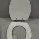 Mayfair Bennett Toilet Seat with Chrome Hinges, Slow Close Wood Seat, Secure Metal Hinges, Easy Install, Made in USA, Elongated, White