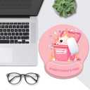 Pink Mouse Pad with Wrist Support,Funny Design Ergonomic Mousepad for Women Girls, Cute Mouse Pads for Desk Gaming with Non-Slip PU Base,It's Fine I'm Fine Desk Accessories