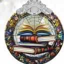 Book Lovers Gifts: Stained Glass Book Ornaments for Christmas Tree