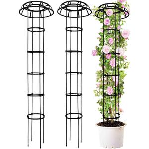 2-Pack 77-Inch Garden Trellis for Climbing Plants,Heavy-Duty Metal Obelisk with Mushroom Top,Stable Support for Potted Clematis,Tomato,Cucumber,Rose,Pea & Vine, 77"-2 PCS