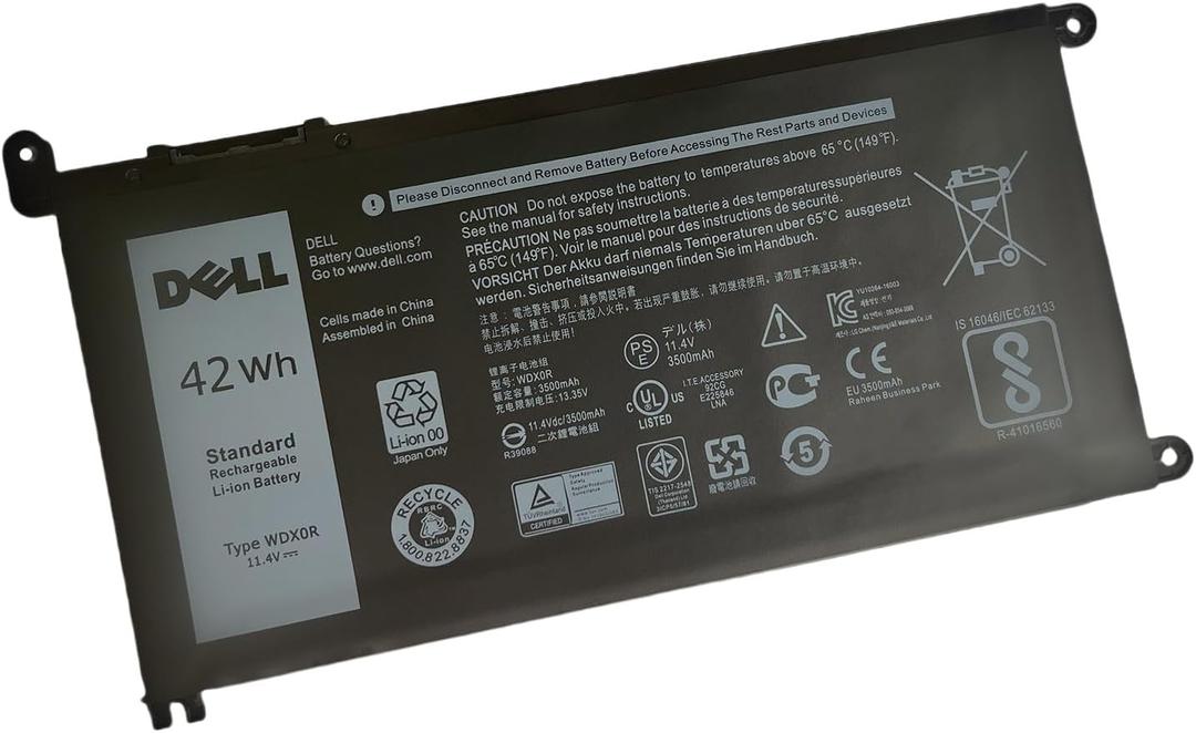 DELL WDX0R 11.4V 42Wh 3-Cell Notebook Battery For Dell Inspiron 5368 5378 5379 7368 7375 7378 7460 7472 5565 5567 5568 5570 5578 5579 7560 7569 7570 7572 7573 7579 7580 5765 5767 5770 Series Laptops