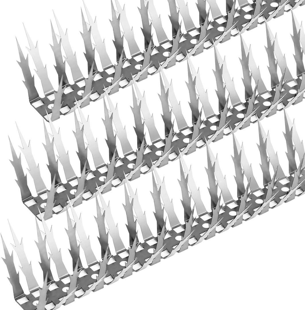 Bird Spikes, 10 FT Stainless Steel Bird Deterrent Spikes, Pigeon Spikes for Outside to Keep Birds Squirrel Raccoon Cat Away, for Garden Fence Roof Window Sill and Wall(10 Pack)