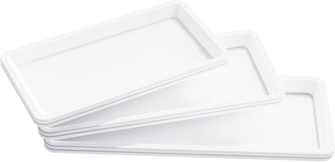 Lifewit Large Plastic Serving Tray Set for Party Supplies, 16/14/12 inch Platters for Serving Food, 6 PCS White Reusable Tray for Veggie, Snack, Fruit, Cookies, Dessert in Kitchen/Pantry Organization