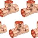uxcell 1-inch x 1-inch x 1-inch Copper Reducing Tee Copper Pressure Pipe Fitting Connector for Plumbing Supply and Refrigeration 3pcs