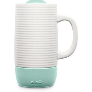 Ello Jane 18oz Ceramic Travel Mug with Handle, Splash-Resistant Slider Lid and Built-in Coaster, Perfect for Coffee and Tea, BPA Free, Dishwasher Safe, Holiday Gift Her Him, Yucca