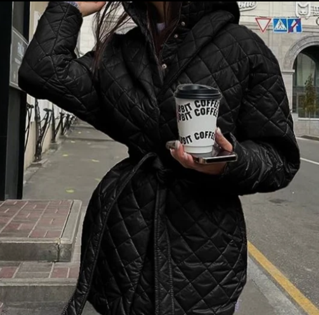 BTFBM Women Button Down Quilted Jacket Coat 2023 Fall Winter Fashion Belt Pockets Removable Padded Hood Puffer Outerwear M Black