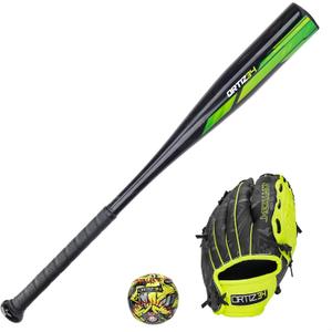 Ortiz34 Youth T-Ball Set, 25 Signature Aluminum T-Ball Bat with -10 Drop, Foam Core T-Ball, 9 Lightweight Youth Glove, Vibrant Graffiti Print, One Size