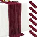 6Pack Burgundy Cheesecloth Table Runner,17 x 108 inch Sheer Cheese Cloth Fabric Table Runner Boho Burgundy Table Runners Bulk for Wedding,Birthday,Party,Holiday,Home Decor