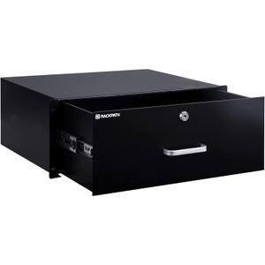 RackPath 4U Rack Mount Drawer for 19 Inch AV/Network/DJ Equipment Racks or Cabinets with Lock and Key