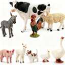 THINKBAY 9PCS Realistic Farm Animal Toys for Toddlers, Educational Learning Plastic Farm Toy Animal Figure Set Playset Including Cow Sheep Pig Dog Figurines for Kid