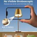 3 Pack Cordless Table Lamp, Portable Battery Operated Lamp with 3 Color Temps and Stepless Dimming, Rechargeable Table Lamp for Dinner, Desk, Cafe, Outdoor (Brushed Gold)