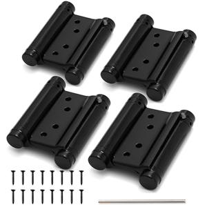 KOLET Double Action Door Hinges, 3 Inches Swinging Hinges, Saloon Hinges with Commercial Grade Stainless Steel, Self Closing Door Hinges, for Saloon, Cafe, and Bar, Matte Black, 4 Pack