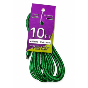 10Ft, Phone Charger, Type C, Pack Of 2 Green