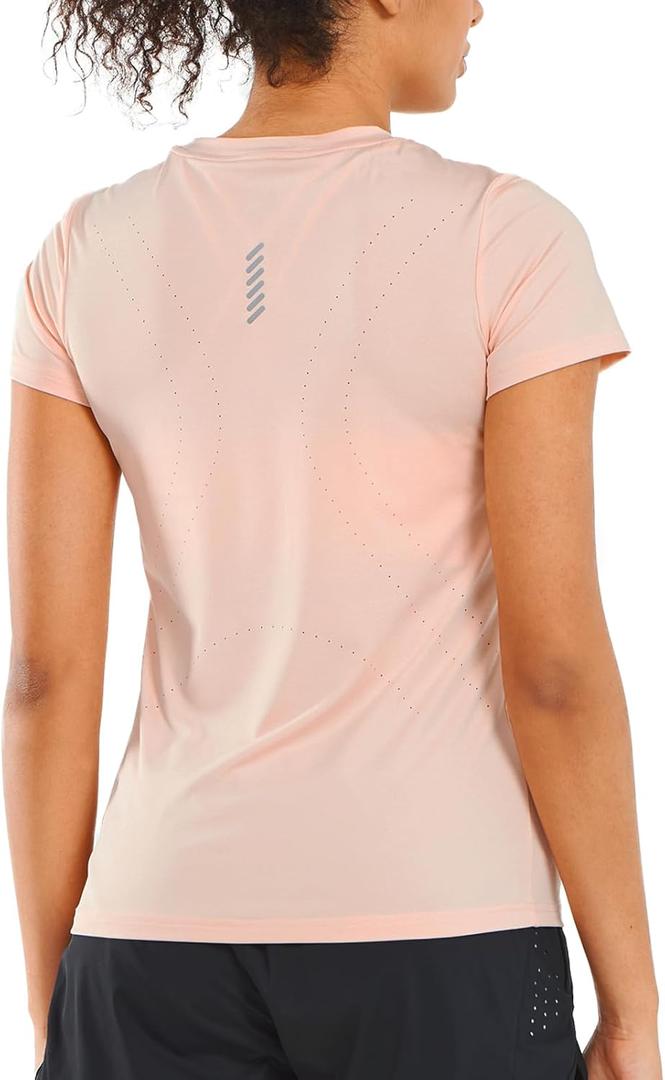 ALLZERO Feel Fit Workout Tops for Women Short Sleeve T-Shirts Breathable Athletic Tees for Yoga Running Gym Activewear (Pink)