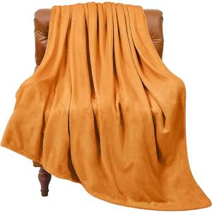 BEDELITE Orange Throw Blanket for Couch & Bed, Luxury Plush Cozy Fleece Blanket 50" x 60", Soft Lightweight Fall Throw Blanket for Home Furnishing