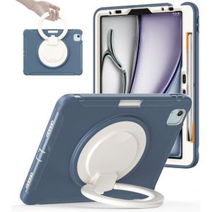 BATYUE Shockproof Case for iPad Air 11" M2/M3/M4, Air 4/5 10.9", iPad Pro 11" 1st-4th Gen 2018-2022 | 360 Multi-Angle Stand (Portrait & Landscape) & Grip, Built-in Pencil Holder, Dusty Blue