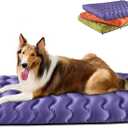 LLUAII Orthopedic Dog Bed Outdoor Waterproof Dogs Crate Bed for Dogs, Washable Cooling Dog Bed Mat with Removeable Cover & Memory Foam（36" x 27", Purple