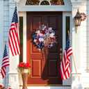 20" Patriotic Wreaths for Front Door - Mesh 4th of July Wreath, Memorial Day & Independence Day Patriotic Decorations with Stars & Stripes Design, Indoor Outdoor Wall Decor (Red White Blue)