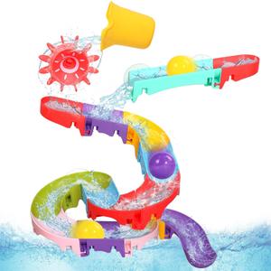 Fajiabao Toddler Bath Toys for Kids Ages 1-3 2-4 Bathtub Toys DIY Slippery Slide Track Fun Baby Shower Toys Birthday Gift for Boys Girls Bath Time 1 2 3 4 5 6