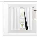 LAMIT Linen 100% Blackout Window Curtains for Bedroom, 45 Inches Linen Textured Thermal Farmhouse Curtains Back Tab and Rod Pocket Window Panels with White Liner, 2 Panels, 52 x 45 Inch, Ivory