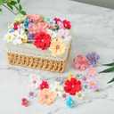 200pcs Mini Faux Flower Heads Artificial Flower Heads Small Silk Flower Fake Daisy Peony Flowers for Craft Garland Wedding Party Supply Home Decoration