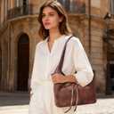 Vintage Suede Bow Tote Bag for Women Girls Slouchy Shoulder Bag Large Capacity Hobo Bag Satchel Purse Underarm Bag