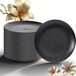 EI Enjonirinjonir 80pcs Black Dessert Plates 7.5inch, Disposable Matte Plastic Plate Frosted Small Black Dessert/ Cake/ Appetizer Plastic Plates Disposable Heavy Duty for Party or Wedding Serve 80 Guest 