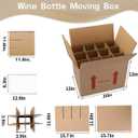 4 Sets Wine Bottle Moving Boxes, 16 x 12 x 12 Inch Moving Boxes with Divider Kits, Wine Shipping Box with Reinforced Cardboard & Handles, Glassware Packing Kits with Corrugate Dividers