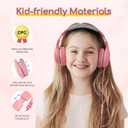 EarFun Kids Headphones Wired with Microphone, 85/94dB Volume Limit Headphones for Kids, Portable Wired Headphone with Shareport, Stereo Sound Foldable Headset for School/Tablet/iPad/Kindle Pink