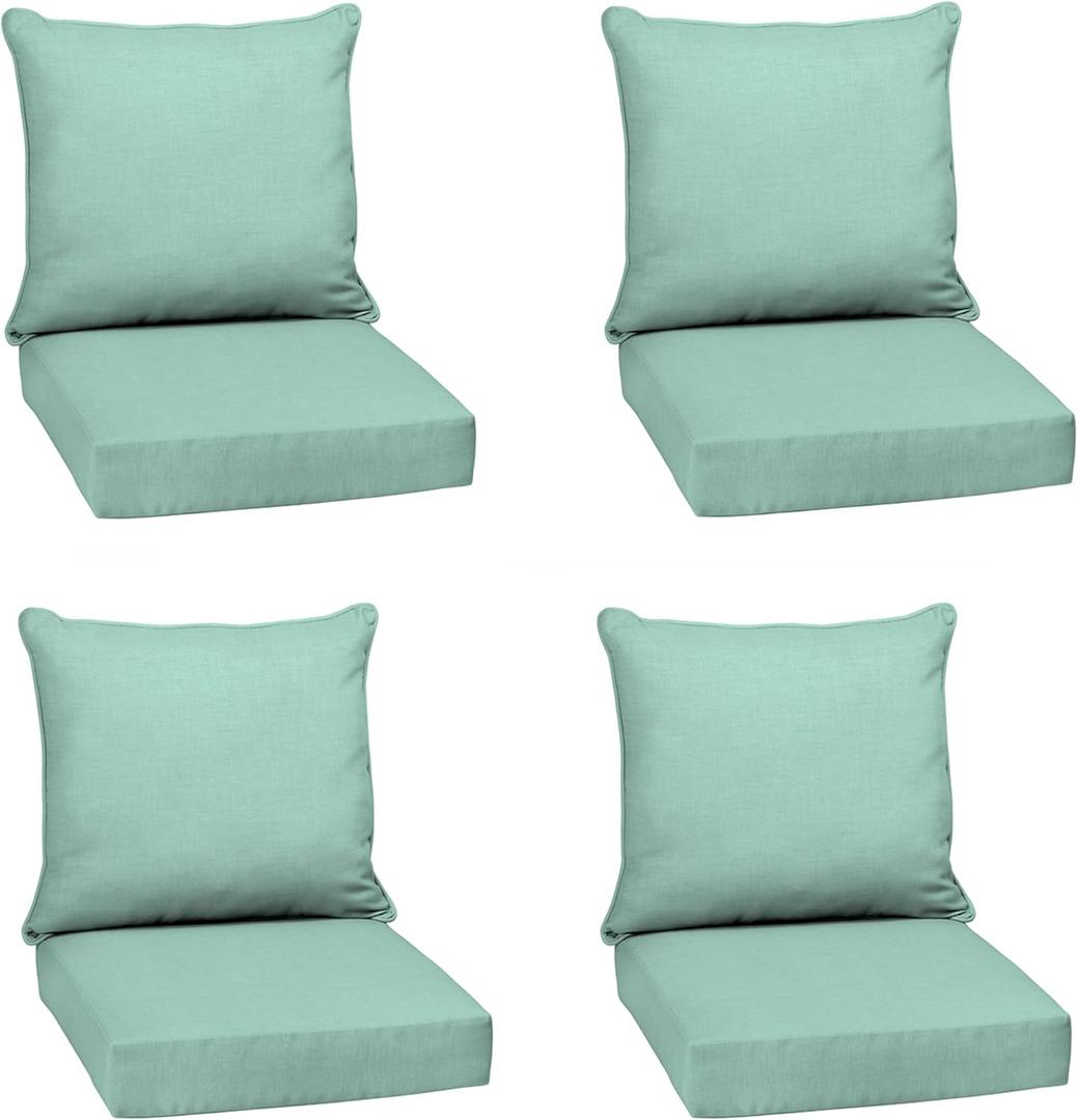 Arden Outdoor Deep Seat Cushion Set, 4-Pack, 22x24, Aqua
