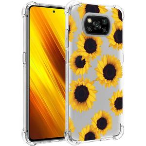Case for Poco X3 NFC/Poco X3 Pro/Poco X3 Cute Case, Clear Flexible Bumper TPU Soft Rubber Silicone Cover Phone Case for Xiaomi Poco X3 NFC (Sunflower)