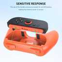 RHOTALL 2 Pack Comfort Hand Grips for Switch 2 Controllers, Ergonomic Grips Compatible with Switch 2 joycons, Anti Slip and Wear-Resistant, 4 Thumb Caps - Blue+Orange