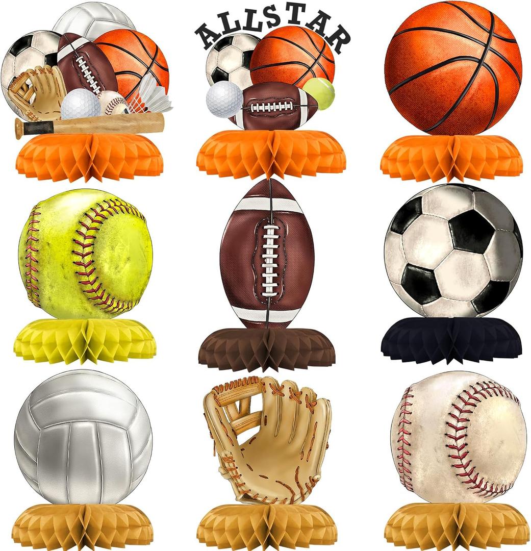 Sport Party Decorations - Sport Honeycomb Centerpieces for Kids' Sport Birthday and Baby Shower Table Decor