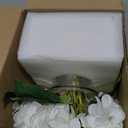 Hollyone Hydrangea Artificial Flowers with Vase White Silk Fake Flowers Arrangements in Glass Vase with Faux Water for Home Bathroom Office Table Centerpiece Shelf Decorations