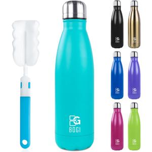 BOGI 17oz Insulated Water Bottle Double Wall Vacuum Stainless Steel Water Bottles, Leak Proof Metal Sports Water Bottle Keeps Drink Hot and Cold - Perfect for Outdoor Sports Camping Biking (Mint)