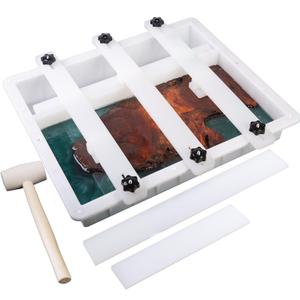 Kalinta Epoxy Mold with Divider Adjustable - 19x11x3 in No-Seal Large Resin Mold Integrated Clamping System - Perfect for Beginners & Experienced Artists Alike - Ideal for Creative Resin Art Projects (19"x11"x3")