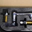 Wall Mount Kitchen Faucet 8" Center Commercial Sink Faucet with 8" Swivel Spout Dual Handles Brass Utility Sink Faucet for Laundry Room Restaurant Polish Chrome