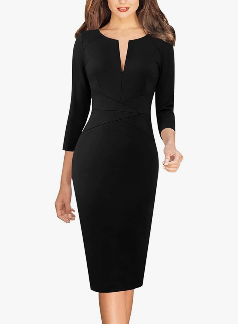 VFSHOW Womens Slim Zipper Up Work Business Office Party Bodycon Pencil Sheath Dress, Small