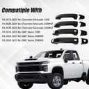 AUCERAMIC Gloosy Black Door Handle Cover Stick-on Trim W/ 2 Smart Keyhole Button Fit 2019-2025 Chevy Chevrolet Silverado GMC Sierra 1500 2500HD 3500HD Cap Protector W/ 2 Auto Sensor Holes