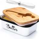 Butter Dish with Lid,Butter Dish for Countertop,AISBUGUR Metal Butter Keeper with Stainless Steel Multipurpose Butter Knife,Large Butter Container with Silicone Home Decor Kitchen Gift White (A-White)