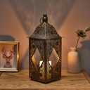 Moroccan Lantern Lamp Decorative Candle Holders for Ramadan Decorations, Hanging, Outdoor Patio or Porch, Indoor Home Decor11.6inch Bronze