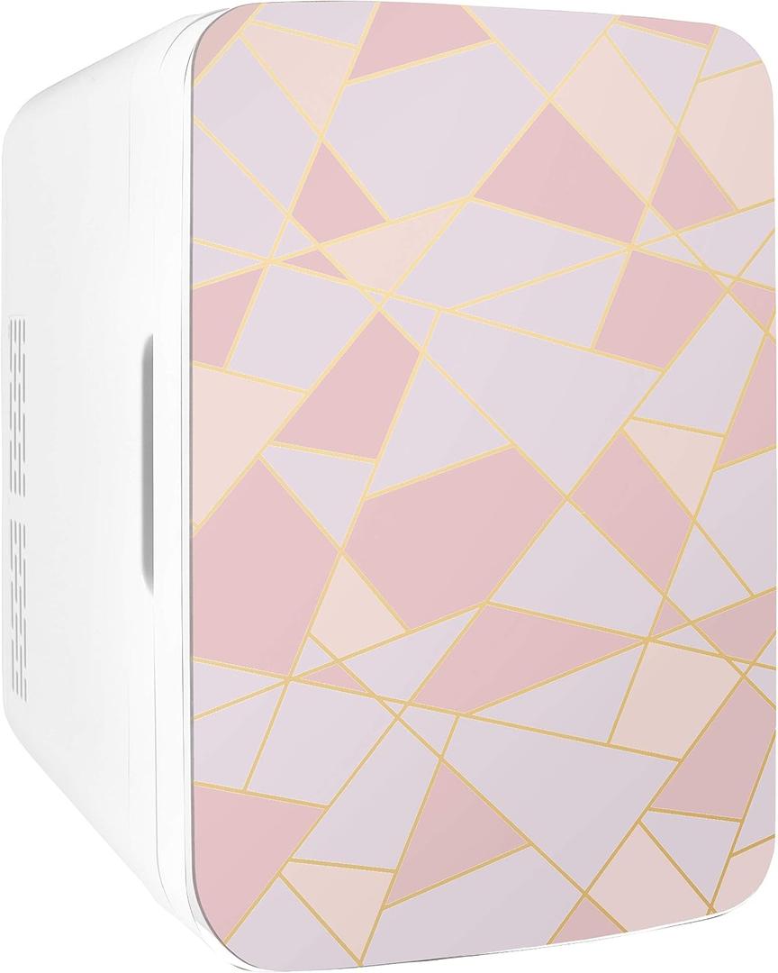 Cooluli 10L Mini Fridge for Bedroom - Car, Office Desk & Dorm Room 12v Portable Cooler Warmer Food, Drinks, Skincare, Beauty Makeup AC/DC Small Refrigerator with Glass Front, Fractal Pink, 10 Liter