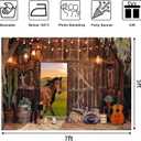 Western Cowboy Backdrop Western Party Decorations Wild West Decor Wooden House Barn Photo Background for Birthday Wedding Supply Photography Background Cowboy Theme Party Decorations(7x5ft)