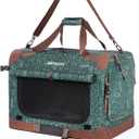 Extra Large Cat Carrier Soft Sided, Portable Small Dog Carrier for 2 Cats, 24"x16.5"x16" Car Travel Folding Comfortable Design, Green