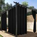 HolidayIdeas Outdoor Curtains for Patio Waterproof, 4 Panels - 54 x 95 Inch - Privacy Protection & Light Filtering Curtains Black Grommet Outside Curtains for Porch, Gazebo, Pergola, Backyard