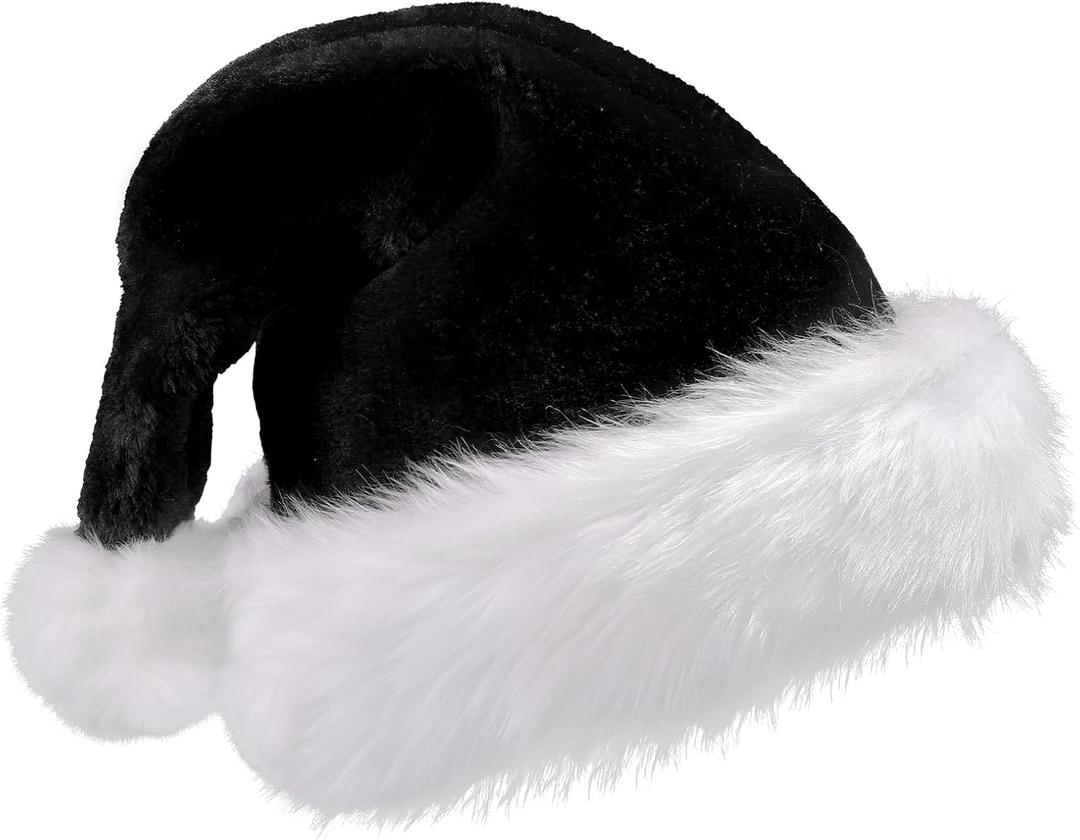 GlyinnHe Christmas Santa Hats for Adults Christmas New Year Party Decorations and Supplies (Black)